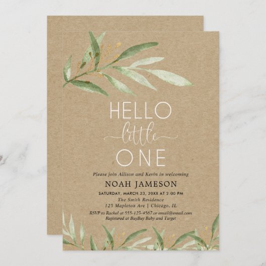 Sip en Zie uitnodiging Rustic kraft ontmoeten elka (Voorkant / Achterkant)