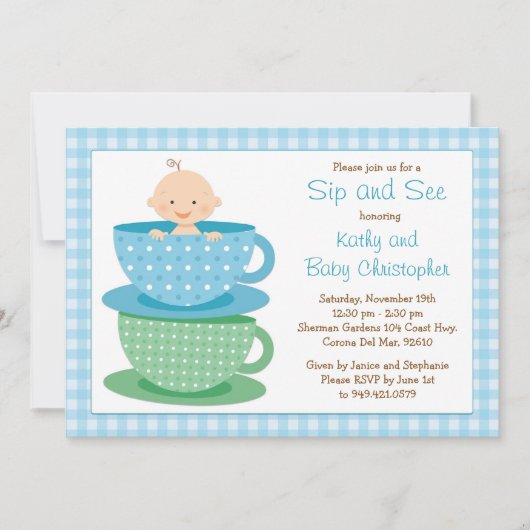 Sip en zie uitnodiging tot Baby shower (Voorkant)