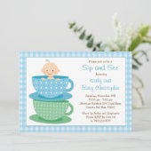 Sip en zie uitnodiging tot Baby shower (Staand voorkant)