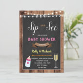 Sip en zie uitnodiging voor damesdouche (Staand voorkant)