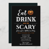 Sip, Feest & Fright: moderne Halloween typografie Kaart (Voorkant / Achterkant)