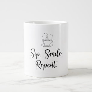Sip. Glimlach. Herhaal. Minimalistische Pastel Cof Grote Koffiekop