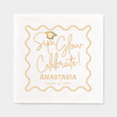 Sip Glow Celebrate Script Afstudeerder Pet Afstude Folie Servetten (Voorkant)