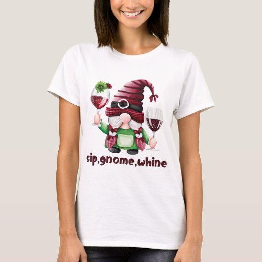 SIP, GNOME, WHINE Wine Lovers Herfst T-shirt (Voorkant)