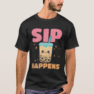 Sip Happens Boba Kawaii Anime Nieuwigheid Tiener M T-shirt