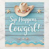 Sip Happens Cowgirl Wine Label Wijn Etiket (Enkel label)
