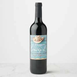 Sip Happens Cowgirl Wine Label Wijn Etiket
