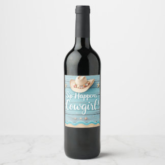 Sip Happens Cowgirl Wine Label Wijn Etiket