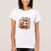 Sip Happens Cute Coffee Pun Illustration T-shirt (Voorkant)