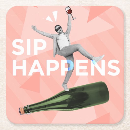 Sip Happens Fun Coaster for Happy Hour Kartonnen Onderzetters (Voorkant)