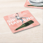 Sip Happens Fun Coaster voor Happy Hour Kartonnen Onderzetters (Schuin)
