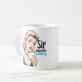 Sip Happens Glamoureuze Retro Sarcastische Thee en Koffiemok (Voorkant links)