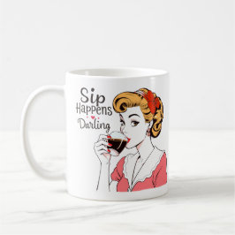 Sip Happens Glamoureuze Retro Sarcastische Thee en Koffiemok