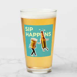 "Sip Happens" grappig en luchtig bierglas Glas