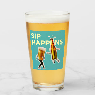 "Sip Happens" grappig en luchtig bierglas Glas
