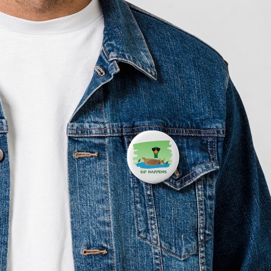 Sip Happens Grappige Eend Ronde Button 5,7 Cm