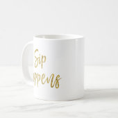 Sip Happens Grappige Gouden Typografie Gift Coffee Koffiemok (Voorkant links)