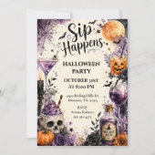 Sip Happens Halloween Cocktailparty Kaart (Voorkant)