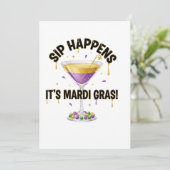 Sip Happens Het is Carnaval Grappig Cocktail Feest Kaart (Staand voorkant)