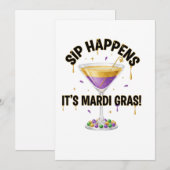 Sip Happens Het is Carnaval Grappig Cocktail Feest Kaart (Voorkant / Achterkant)