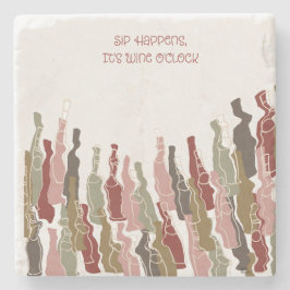 Sip Happens, het is Wine O'Clock Marble Onderzette Stenen Onderzetter