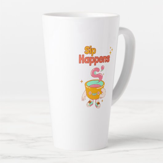 Sip Happens Humor Latte Mug Latte Mok (Rechterhoek)