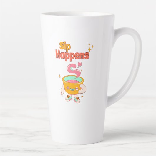 Sip Happens Humor Latte Mug Mok (Rechts)