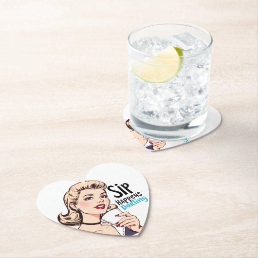 Sip Happens, lieverd Sassy Retro Kartonnen Onderzetters (Insitu)