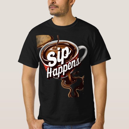 Sip Happens: Retro Diner Koffie Graphic T-shirt (Voorkant)