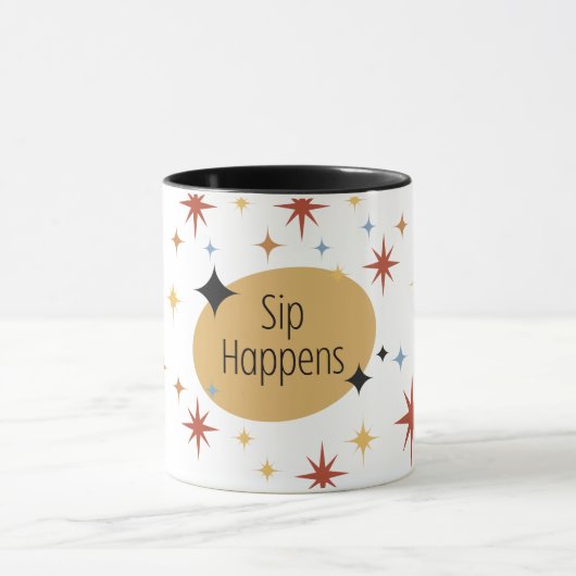 Sip Happens - Retro Mid-Century Mok (Midden)