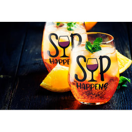 Sip Happens Wijnglas Set Wijnglas Zonder Voet