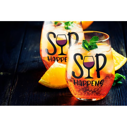Sip Happens Wijnglas Set Wijnglas Zonder Voet