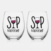 Sip Happens Wijnglas Set Wijnglas Zonder Voet (Voorkant)