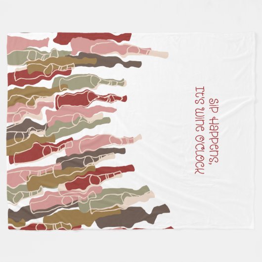 Sip Happens Wijnliefhebber Fleece Deken (Voorkant (Horizontaal))