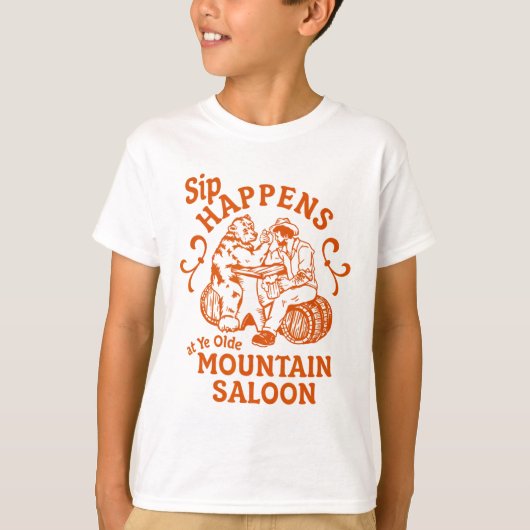 Sip Happens Ye Olde Mountain Saloon Apres Party SK T-shirt (Voorkant)