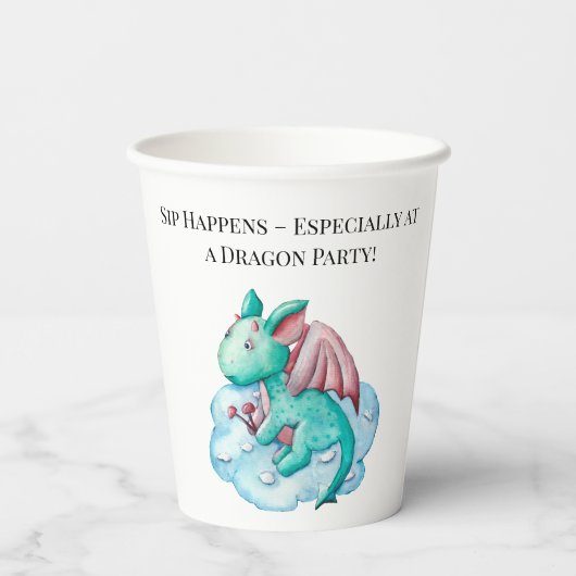 Sip Happens - zeker op een Dragon Party! Papieren Bekers (Achterkant)