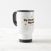 Sip Happiness, Repeat–Fun Minimalist Thermal Coffe Reisbeker (Voorkant links)