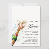 SIP Hoera Champagne Fles Engagement Party Kaart (Voorkant)