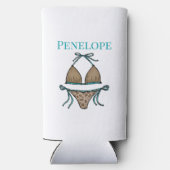 Sip Hoera Leopard Bikini vrijgezellenfeest Seltzer Blikjeskoeler (Achterkant)