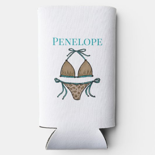 Sip Hoera Leopard Bikini vrijgezellenfeest Seltzer Blikjeskoeler (Achterkant)