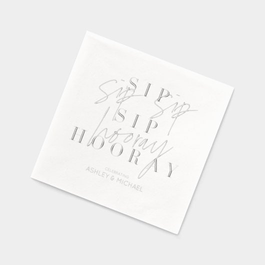 Sip Hoera Modern Engagement Party Zilver Folie Servetten (Links)