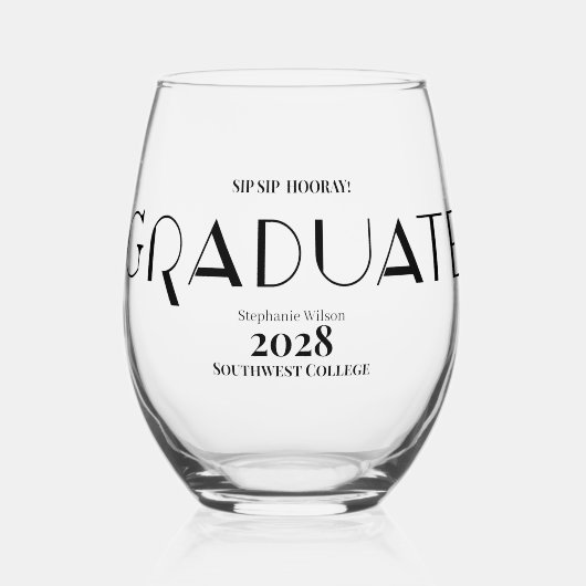 SIP HOORAY AFSTUDEREN WIJNGLAS ZONDER VOET (Voorkant)