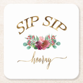 sip hooray-blumen! kartonnen onderzetters