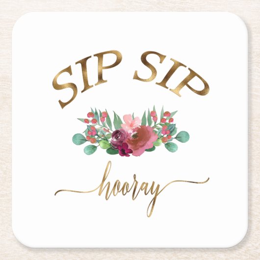 sip hooray-blumen! kartonnen onderzetters (Voorkant)