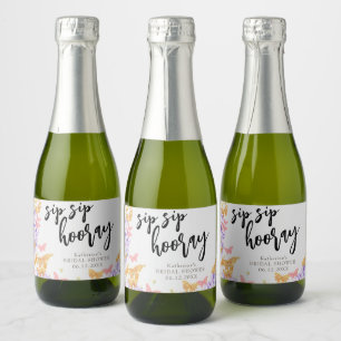 Sip Hooray Boho Butterfly Botanisch Vrijgezellenfe Sparkling Wijnetiket