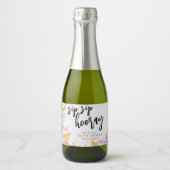 Sip Hooray Boho Butterfly Botanisch Vrijgezellenfe Sparkling Wijnetiket (Voorkant)