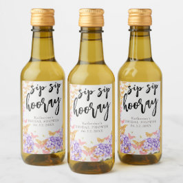Sip Hooray Boho Butterfly Hydrangea Vrijgezellenfe Wijn Etiket