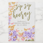 Sip Hooray Boho Chic Gold Butterfly Vrijgezellenfe Wijn Etiket (Enkel label)