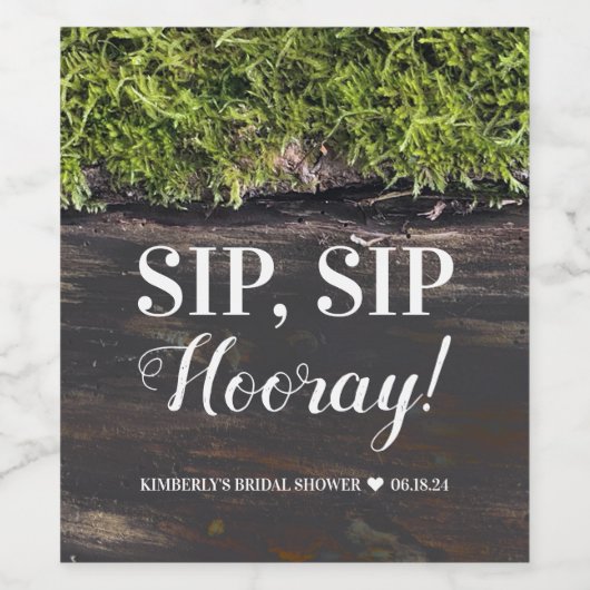 Sip Hooray Bruiloft of Vrijgezellenfeest Wijn Etiket (Enkel label)