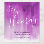 Sip hooray bruiloft paarse mauve wijnetiketten wijn etiket (Enkel label)